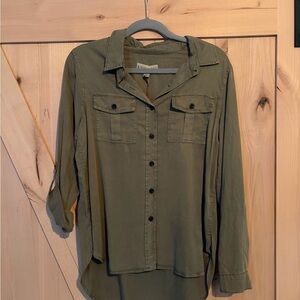 Knox Rose Khaki Button-Up Blouse